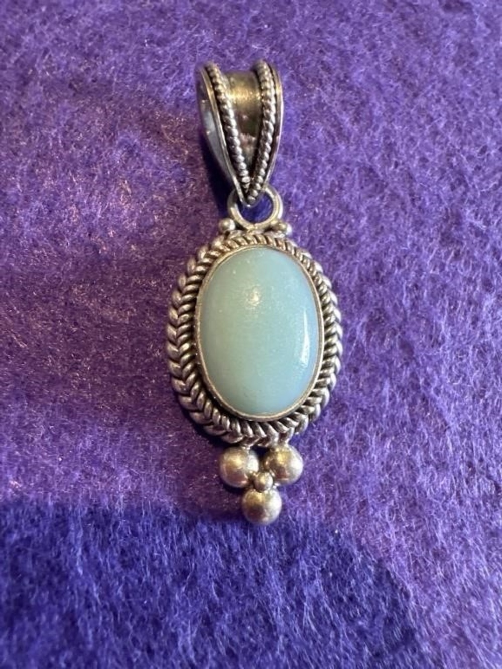 Suarti Bali 925 Sterling Silver Jade Pendant BA Indonesia 6.91g 1.5” EUC